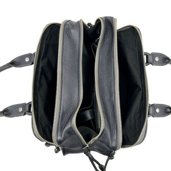 Cole Haan Village Triple Zip Satchel Handbag Pewter Leather - Picture 10 of 11